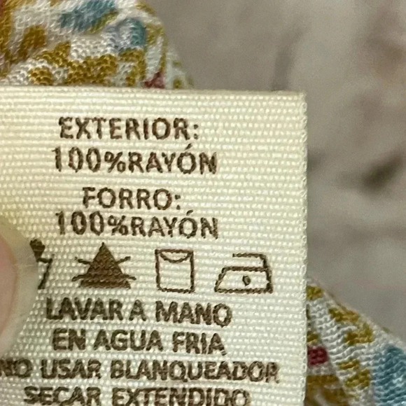 NWT Hem & Thread Women's Medium Tiered Floral Skirt Mustard 100% Rayon Lined NEW - Picture 6 of 8